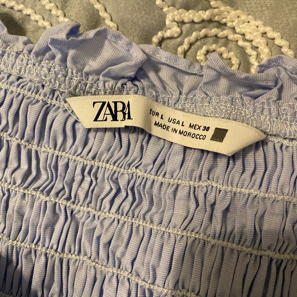 Zara blue off shoulder crop top - Picture 2 of 3